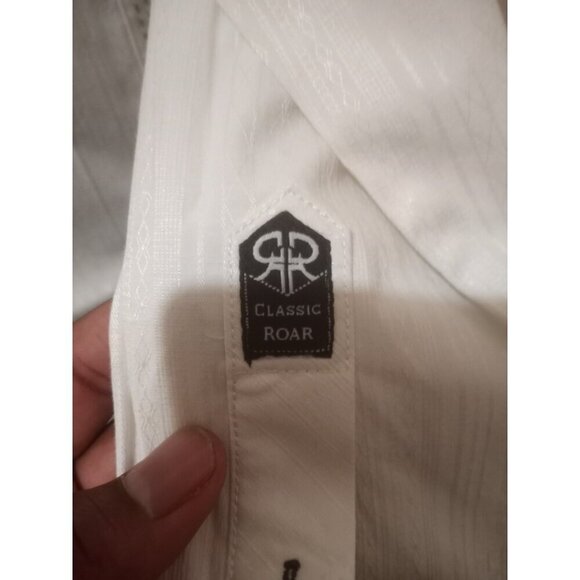 ROAR Buckle Enough Excuses Mens White Embroidered Long Sleeve Button Shirt Large - Picture 5 of 15